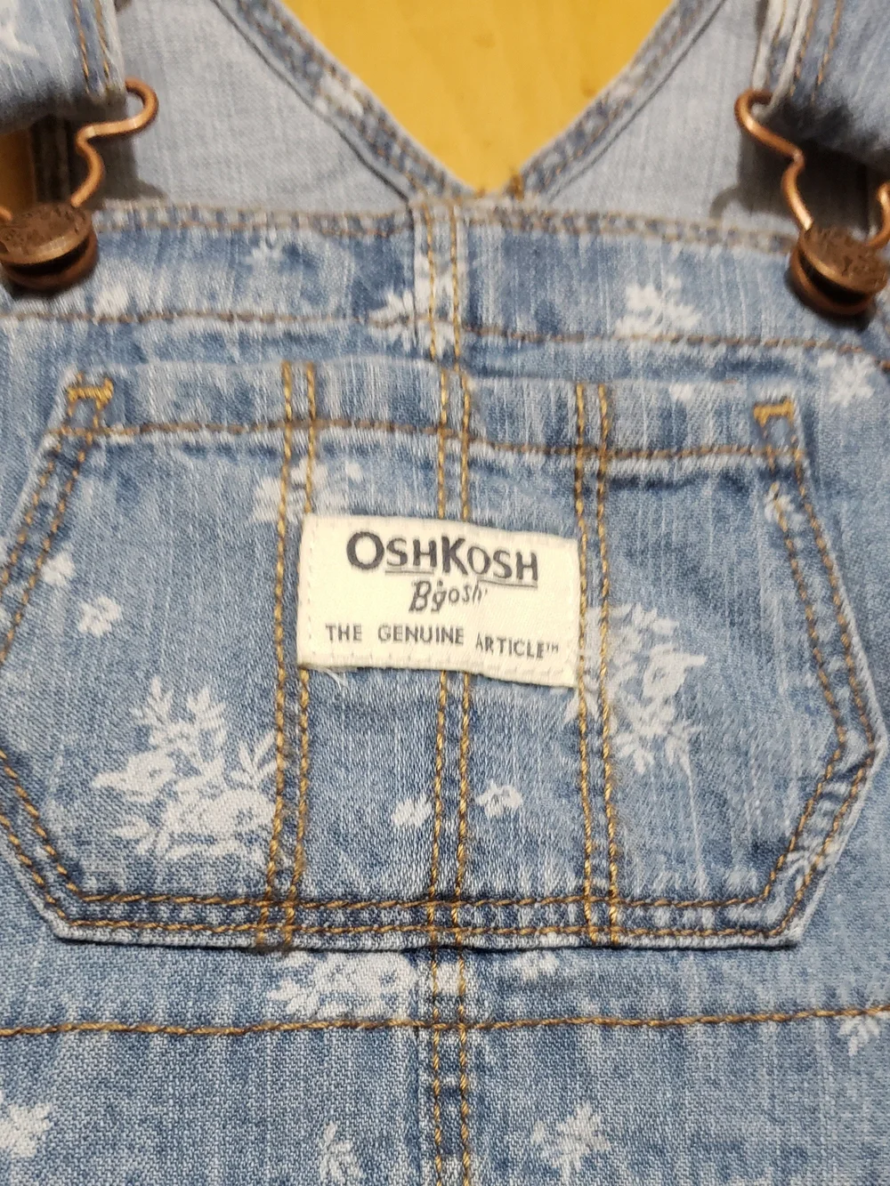 OshKosh B'gosh Blue Floral Denim Overall Dress